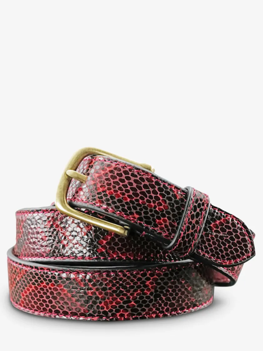 PAUL MARIUS Ceintures|LaCeinture à Boucle Python - Rouge Grenat