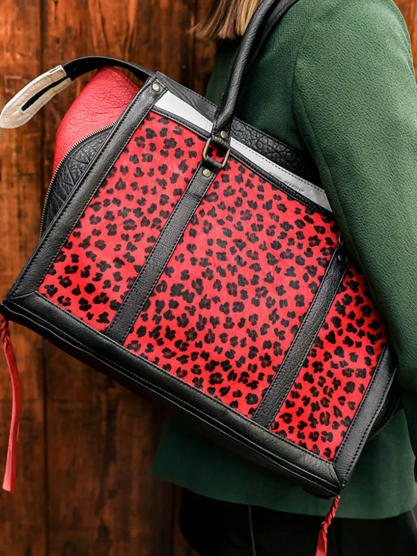 PAUL MARIUS Sacs Porté Épaule|LeRive Droite - L - Léopard - Noir / Rouge