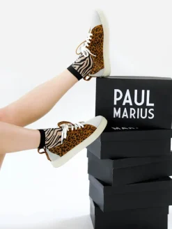 PAUL MARIUS Pm002 - Baskets Basses|PM002 - Léopard Naturel / Blanc